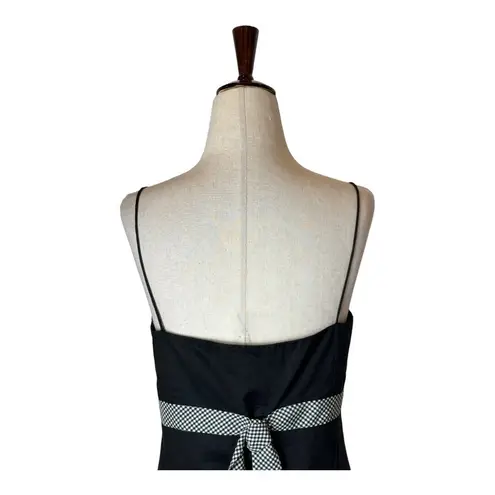 Ann Taylor  Dress Women 14 Petite Black Gingham Belt Square Neck Mini Preppy Boho