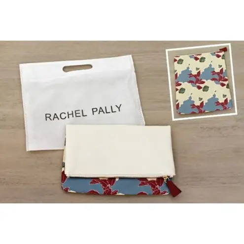 Rachel Pally Foldover Clutch Floral Pattern Leather & Fabric Zipper Closure Wome