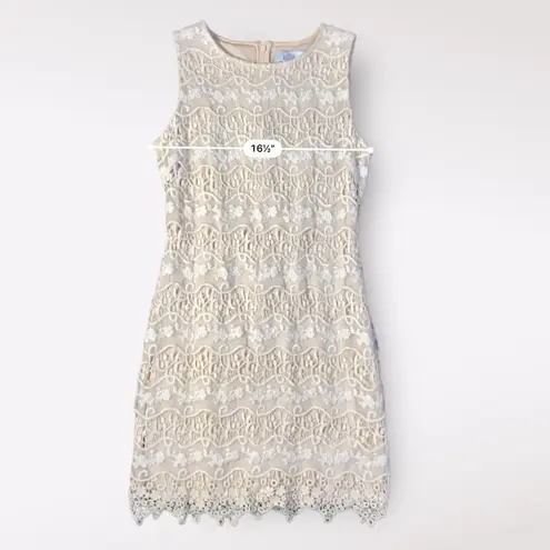 Belle Badgley Mischka Ivory Lace Sleeveless Knee Length Dress Size 10