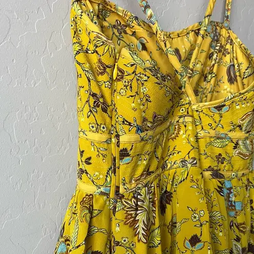 Ulla Johnson Dress Silk Floral Josanna Yellow Cut Out Midi Gown Size 6