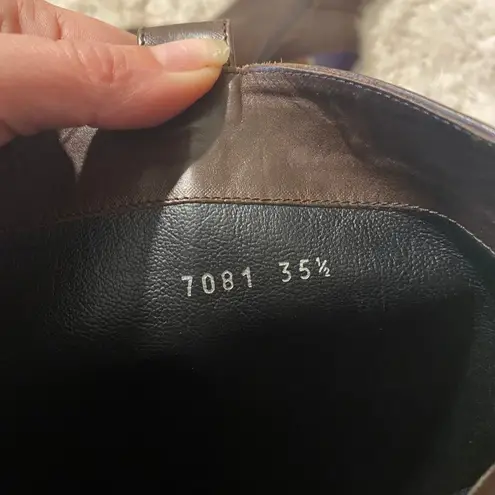 Dries Van Noten Brown Leather Side Zipper Chunky Heeled Tall Boots Women Sz 35.5