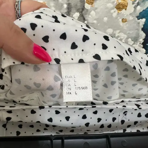 White and Black Polka Dot Mini Skirt Size L