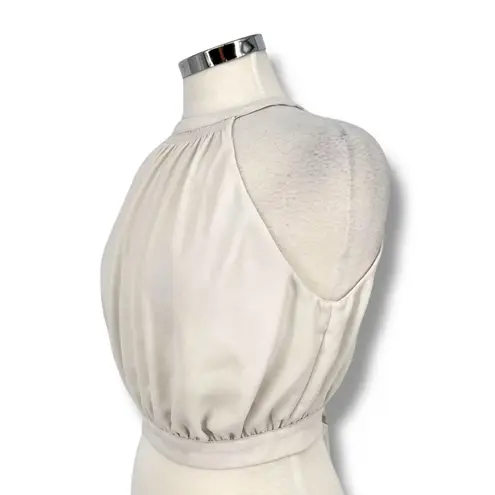 Wilfred Aritzia Patrice Halter Cut Out Tie Back Crop Top Ivory Size Small White