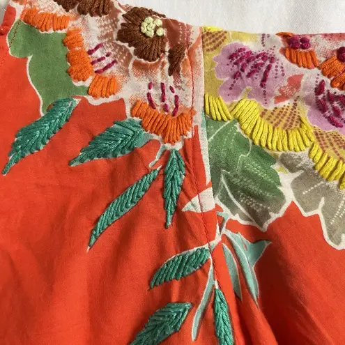 Rene Derby Collection S Beaded Embroidered Top Cotton Red