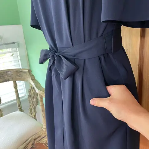 Eliza J Obi Off Shoulder Bell Sleeve Tie Waist Dress In Navy w/ Pockets Sz x4