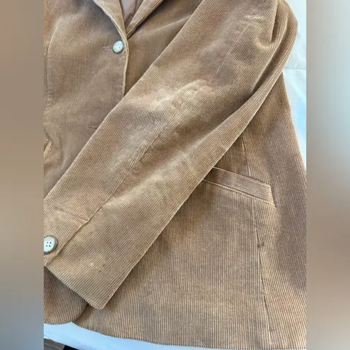 Vintage Y2K L.L. Bean Light Brown Corduroy Single Breasted Blazer Size 12
