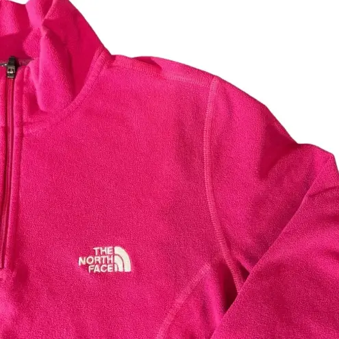 The North Face  Pink TKA 100 Glacier‎ 1/4 Zip Embroidered Fleece Barbie Pink