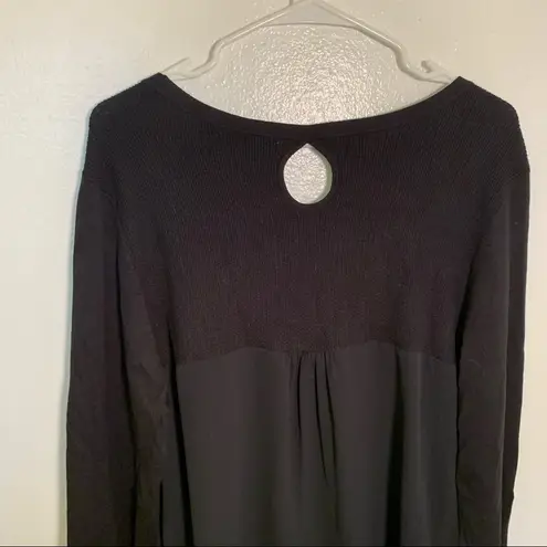 Christopher & Banks Mixed Media Scoop Neck Sweater Black