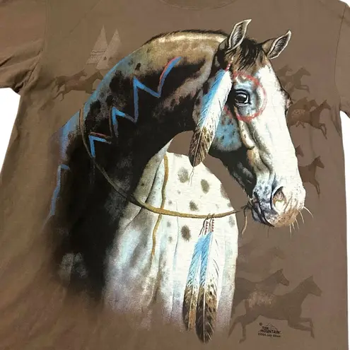 The Mountain Vintage Y2K Horse Tee Medium Leather Tag Western Native American