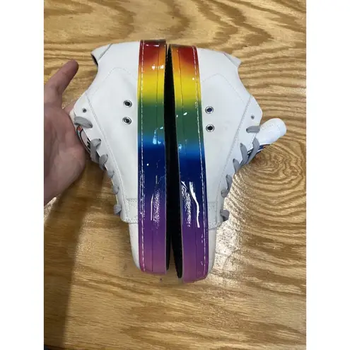 P448 Sneakers Women 8.5 White Leather Lace Up Low Top Running Athletic Shoes S28