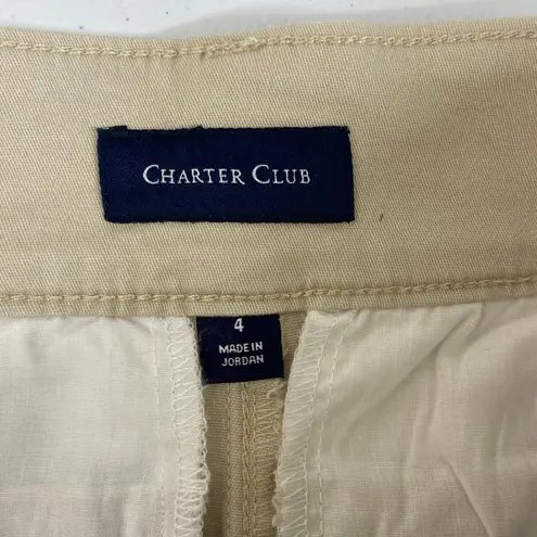 Charter Club NEW women's sand tan cuffed stretch cotton modest shorts casual 4