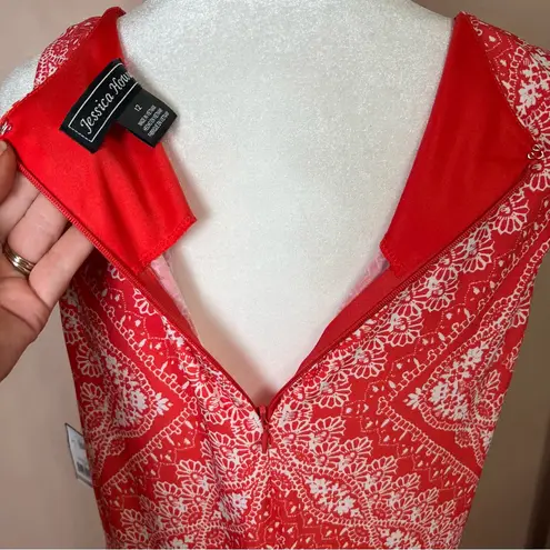 Jessica Howard Maxi Dress Red Womens Size 12 Bandana Print Jersey Sleeveless NEW