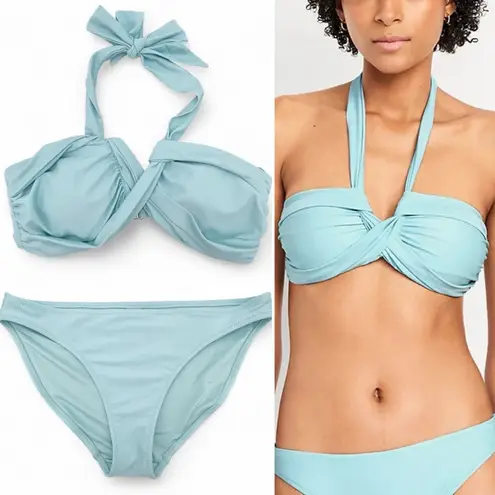 Old Navy NEW  Ceramic Blue Bikini Set Size Medium Twist Knot Halter Top & Bottoms