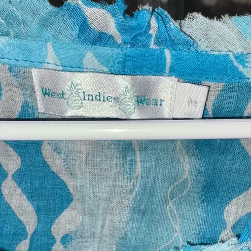 100% Cotton NWOT West Indies Wear Turquoise Wave Seahorse Pattern Swim Coverup Blue Size M