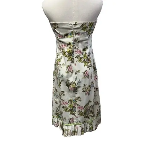 Vintage Y2K Ruth Strapless Floral Dress Womens 6 Garden wedding preppy coquette Green