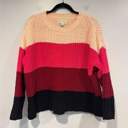 Jun & Ivy  pink and black colorblock sweater thumbnail 1