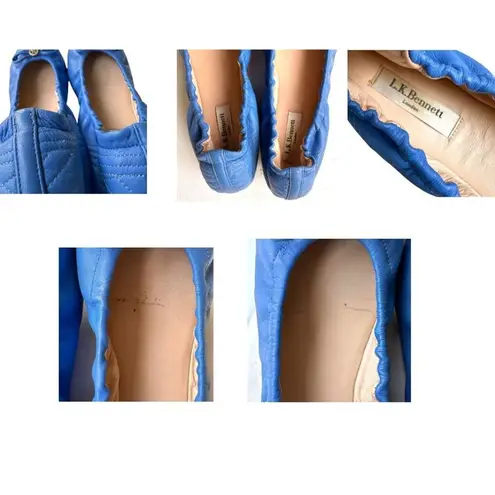 L K Bennett London Royal Blue Nappa Leather Sissy Ballet Flats 38 5 US 8 5 Size undefined