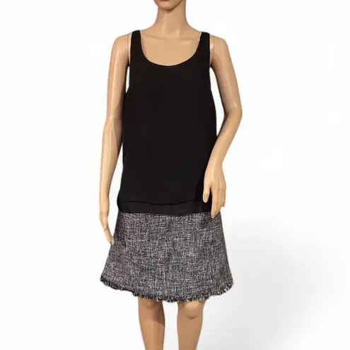 Brooks Brothers NWOT! Women’s Black Navy White Tweed Skirt Size 16 Fringe Lined