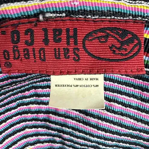 San Diego Hat Co Striped Wide Brim Floppy Sun Beach Vacation Summer Resort Blue