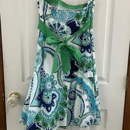 My Michelle  Strapless Dress Paisley Tulle Green White juniors Size 9 flowers