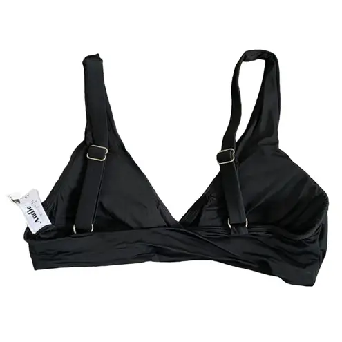 ANDIE NWT The Belmar Top Twisted V Neck Plunge Bikini Swim Removable Cup S Black
