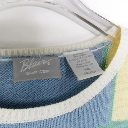 Blair 1980s Pastel Color Block Short Sleeve Knit Top Large