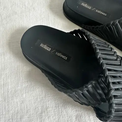 Melissa Salinas Women's Cosmic Ii + Sandals Black Woven Black Rubber Slides 8
