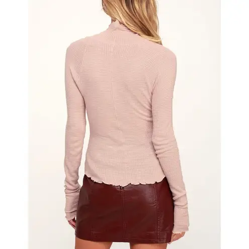Free People ✨FP PINK BALLET TURTLENECK LONG SLEEVE MAKE IT EASY THERMAL TEE SZ L TOP✨