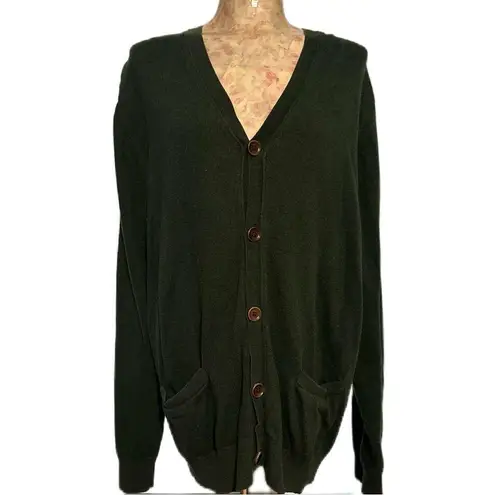 L.L.Bean Hunter Green Cardigan Sweater Size XL Reg