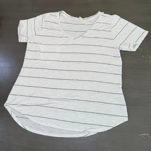 Mote Womens XL Striped V Neck Pocket T