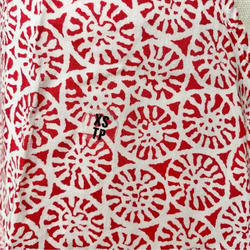 Aerie Red White Geometric Pattern Fringe Hem Racerback Tank Top Extra Small NWT