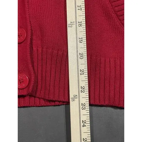 Talbots  Sweater‎ Womens L Red Cotton Wool Ribbed Button Front Cardigan NWT D-53