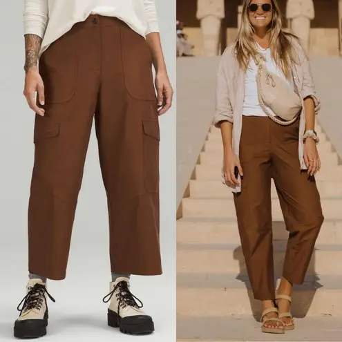 Lululemon NEW  Utilitech Cargo Pocket High Rise Cropped Brown Pant Sz 33 XL Baggy