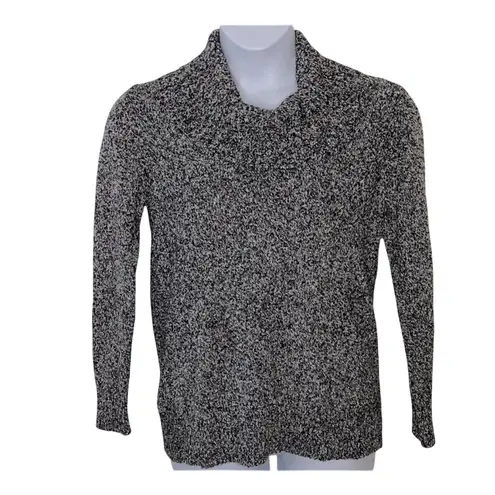 Rafaella Cowl Neck Black & Grey Marbled Cozy Sweater size Medium