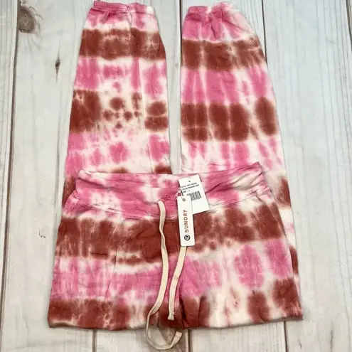 Sundry Pink and Wine Tie Dye Basic Terry Sweatpants NEW Size 1 Small