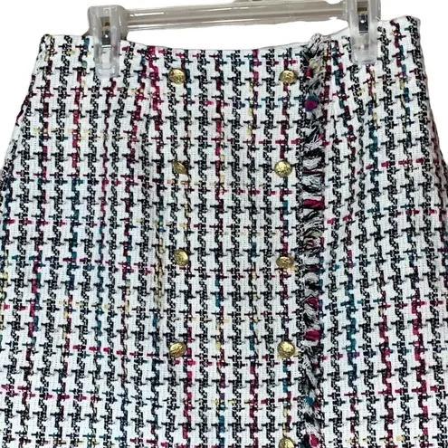 Leyden Houndstooth Faux Wrap Tweed Mini Skirt Size XS