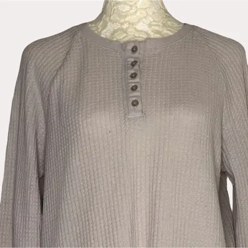 Z Supply  Waffle Henley Knit Top Blouse Beige S