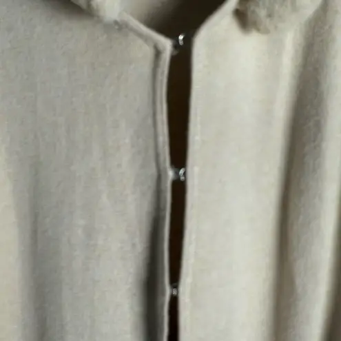 Ashley Park Cream Long Knit Faux Fur Trim Midi Cardigan Sweater Size XL