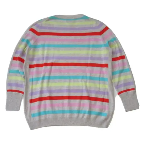 NWT Pure Collection Cashmere Boyfriend Sweater in Spring Stripe Pullover US 12