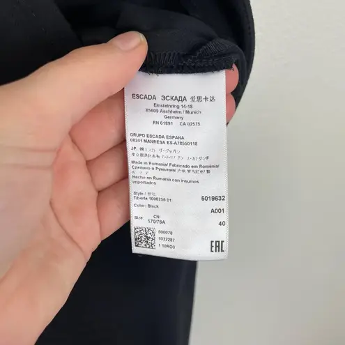 Escada Woman's 40/ US 10 Black High Waisted Cropped Cuffed Career Trouser Pants