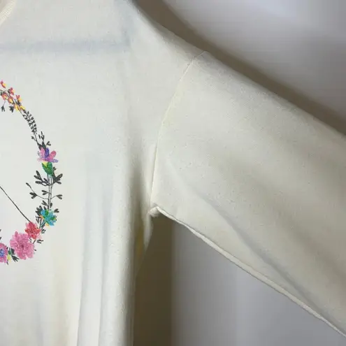 Fifth Sun  Floral Peace Sign Crew Neck Sweatshirt S Medium