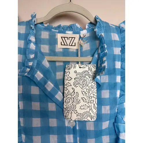 SZ Blockprints Hartley Top in Cornflower Blue Gingham NWT Sz. S