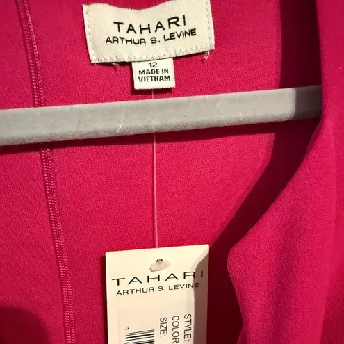 Tahari shocking pink v neck sheath dress sz 12 NWT