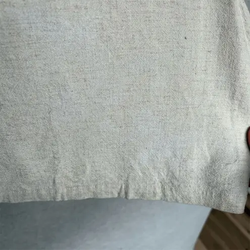 Allie Rose Beige Cropped Linen Blend Blouse Size L Square Neck Casual Summer Top Tan Size L