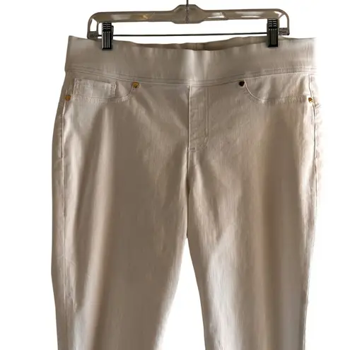 Thalia Sodi Size Lrg Stright Leg Gold Buttons Pockets Cotton Spandex Pants White