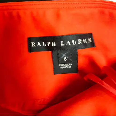 Ralph Lauren RL Mini Pencil Skirt Bright Tomato Red Gold Dual Front Zippers sz 6