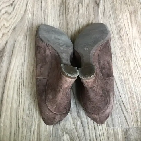 campanile made in Italy brown suede floral wedge 3” Heel womens size 39 …