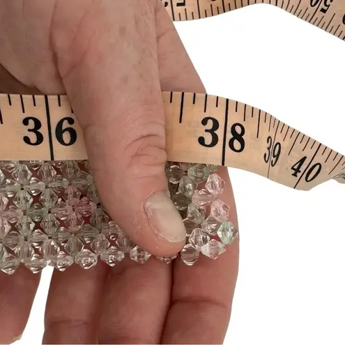 Vintage Y2K One Size Clear Beaded Belt With Pink & Green Accents