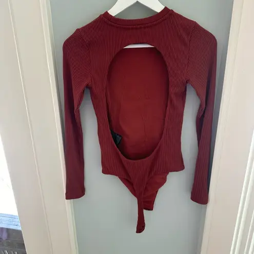 All Saints Molly Ribbed Long Sleeve Open Back Bodysuit