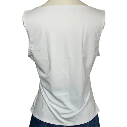 Zeagoo White Sleeveless Blouse- Size Tank Top Size L Nylon Spandex Stretchy Basi